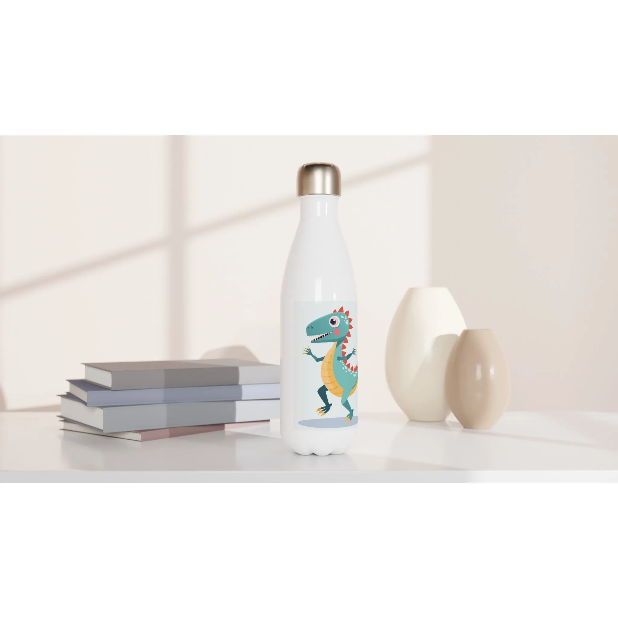 Dancing Tyrannosaurus White 17oz Stainless Steel Water Bottle