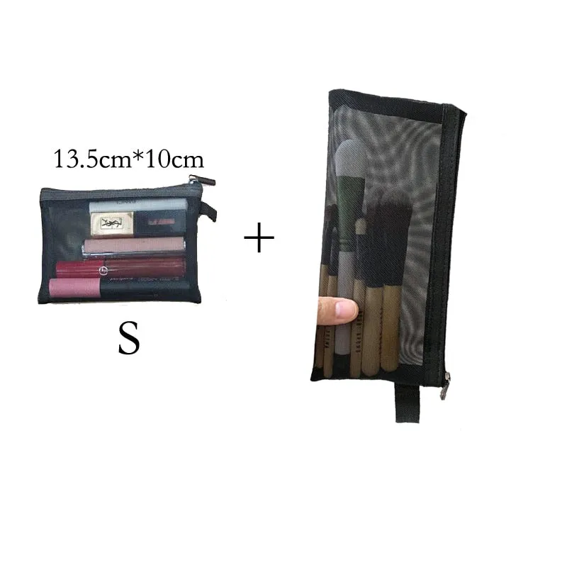 deanwangkt  Mini Mesh Cosmetic Bag Women Portable Lipstick Bag Makeup Bag One Set Makeup Pouch Toiletry Bag Necessarie Feminina Kosmetyczka