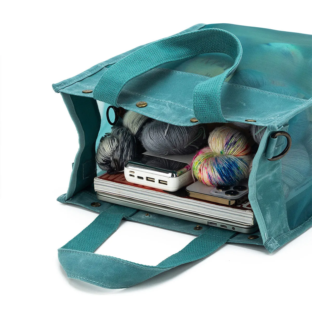della Q Maker's Tall Mesh Tote - Teal