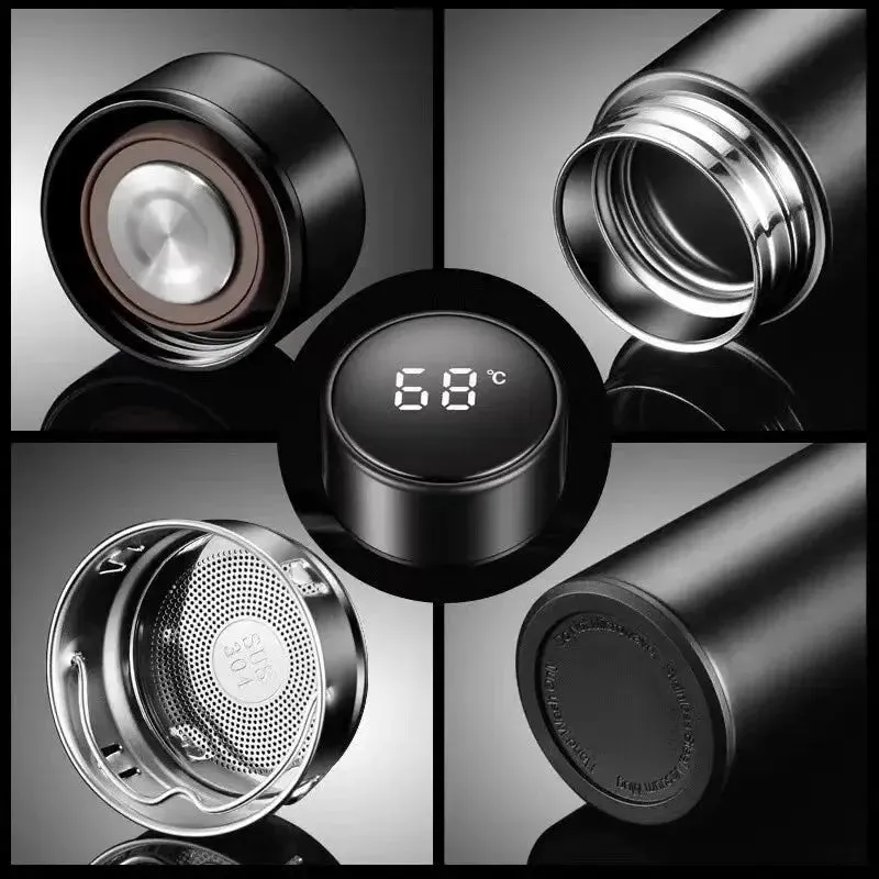 Digital Thermometer Bottle Stainless Steel Thermal Bottle with Digital Thermometer 500Ml Led Bilayer Flask Vacuum Insulated Bottle Portable Thermos Bottle