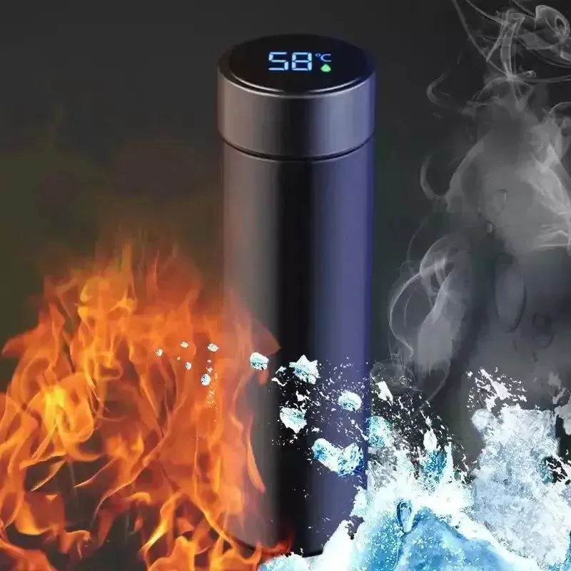 Digital Thermometer Bottle Stainless Steel Thermal Bottle with Digital Thermometer 500Ml Led Bilayer Flask Vacuum Insulated Bottle Portable Thermos Bottle