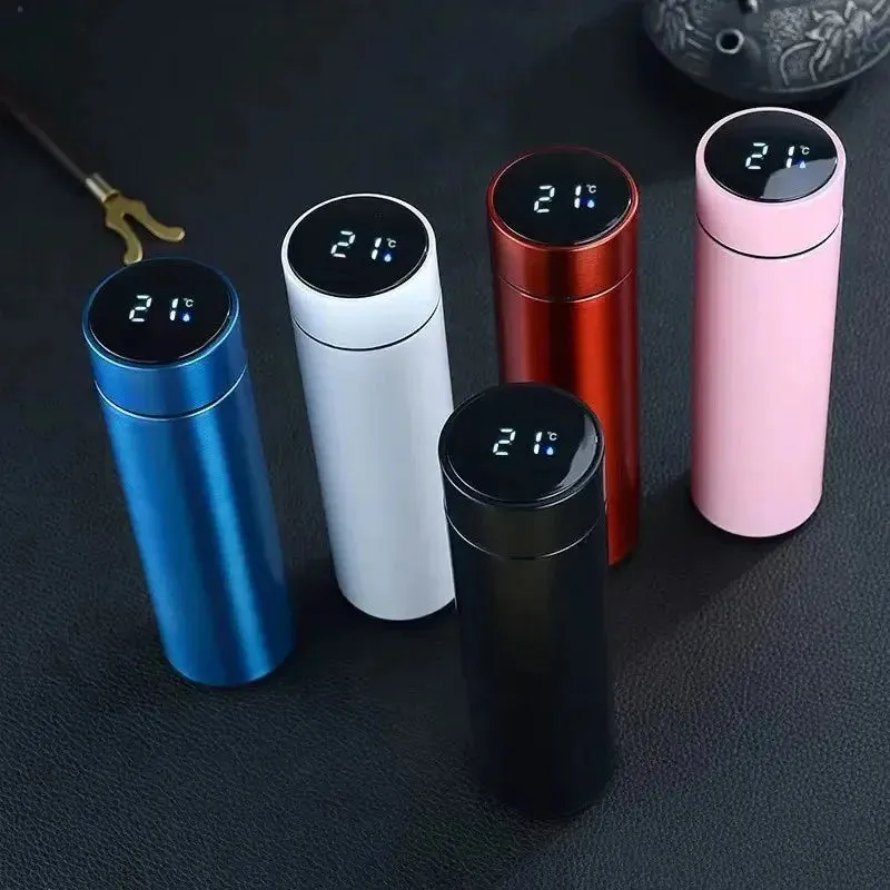 Digital Thermometer Bottle Stainless Steel Thermal Bottle with Digital Thermometer 500Ml Led Bilayer Flask Vacuum Insulated Bottle Portable Thermos Bottle