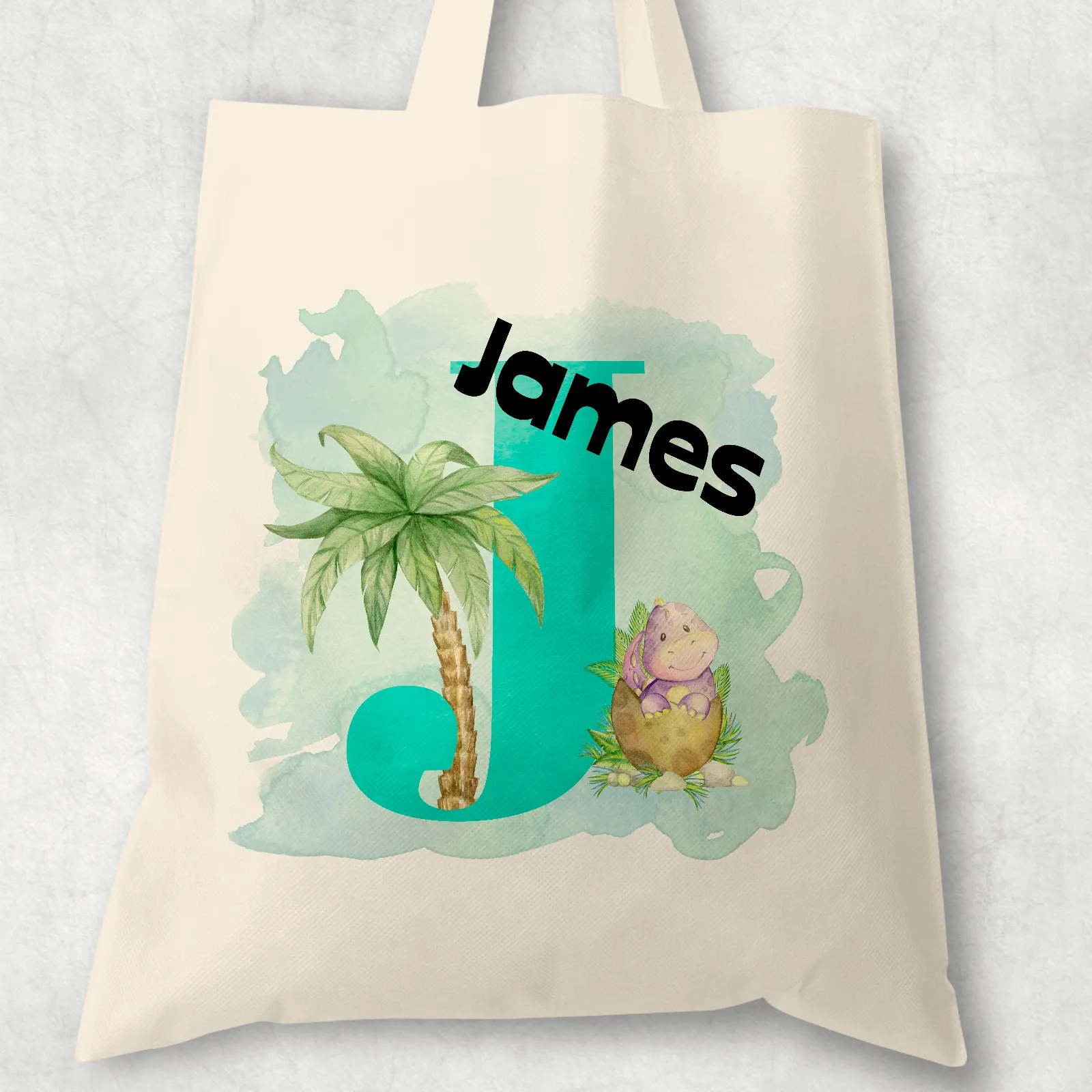 Dino Alphabet Watercolour Tote Bag