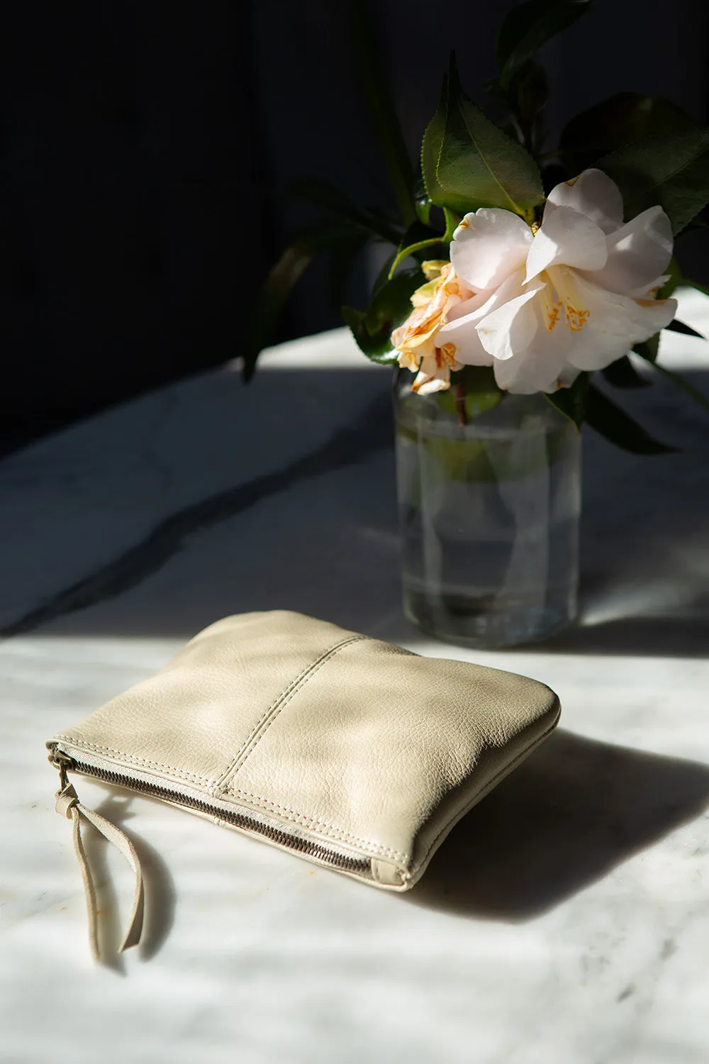 Elodie Leather Makeup Bag In Tufa