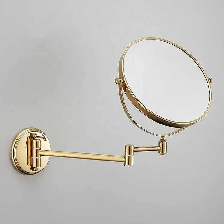 FC 8" Magnifying Mirror and 304 Grade Stainless Steel Body Two-Sided 360° Swivel Mirror/Makeup Mirror/Vanity Mirror Wall Mounted with 3X Magnification (Gold)