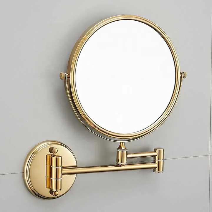 FC 8" Magnifying Mirror and 304 Grade Stainless Steel Body Two-Sided 360° Swivel Mirror/Makeup Mirror/Vanity Mirror Wall Mounted with 3X Magnification (Gold)