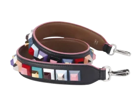 FENDI BAG STRAP STUDDED MULTICOLOR CALF LEATHER SILVER HARDWARE WITH DUST COVER