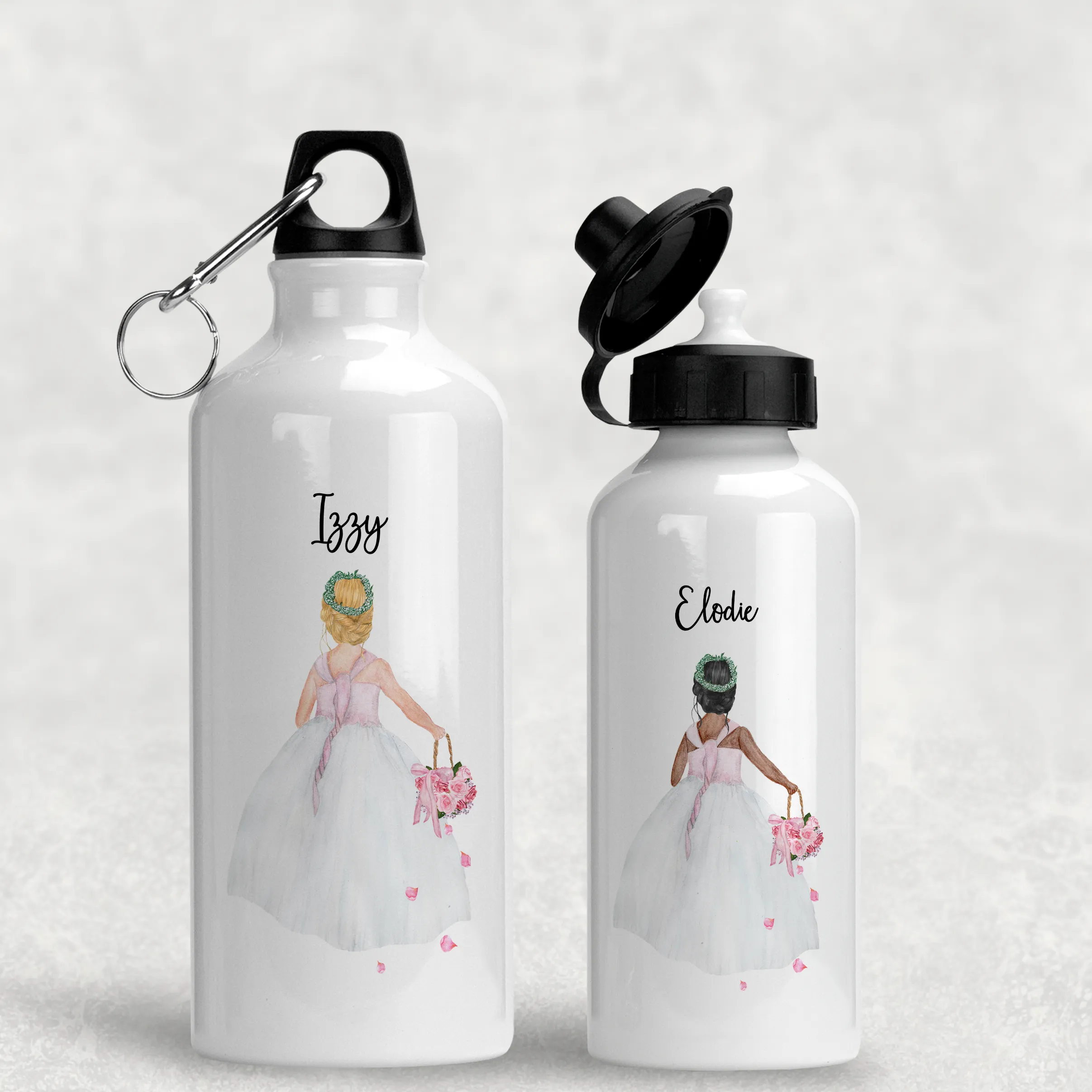 Flower Girl Personalised Wedding Aluminium Water Bottle 400/600ml