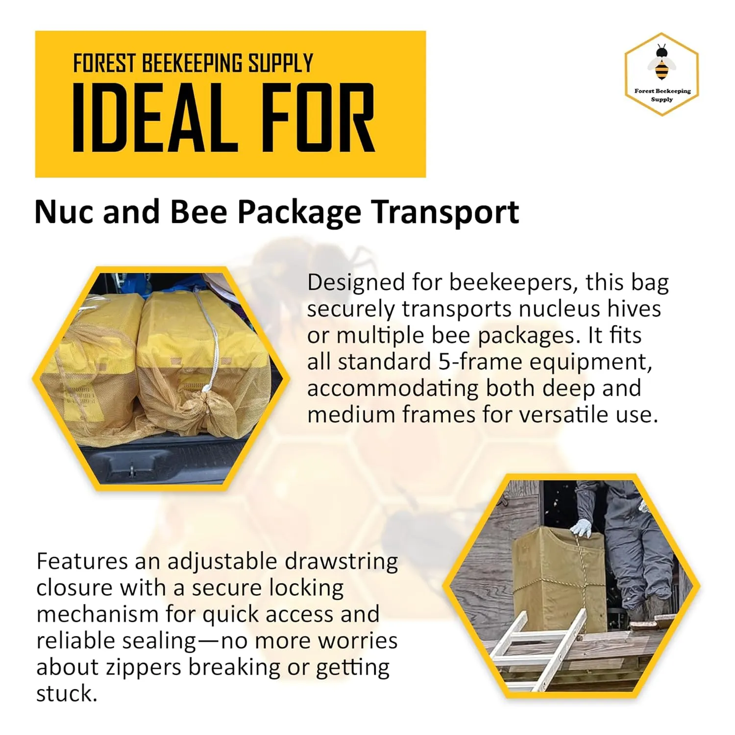 Forest Beekeeping Supply Hive Nuc Package Bee Mesh Transport Bag