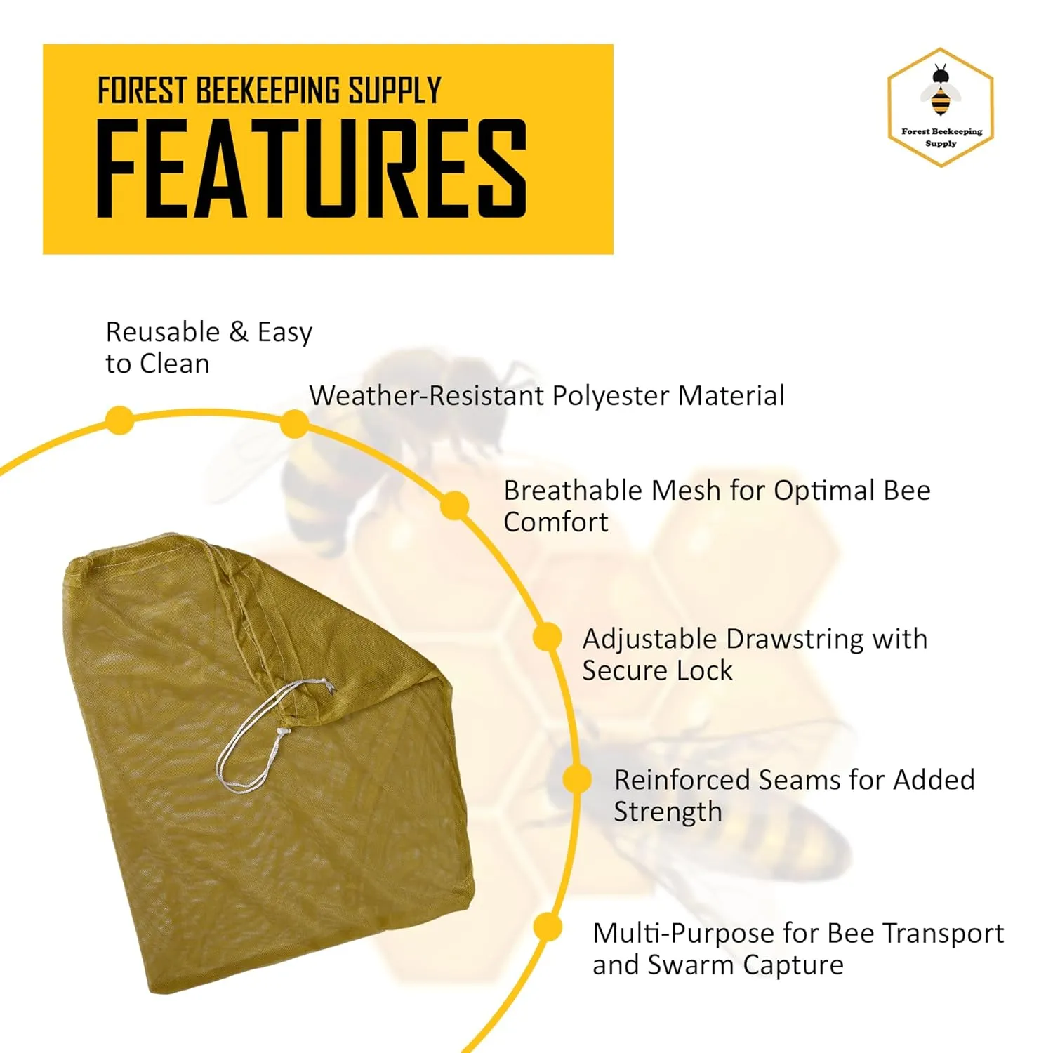 Forest Beekeeping Supply Hive Nuc Package Bee Mesh Transport Bag