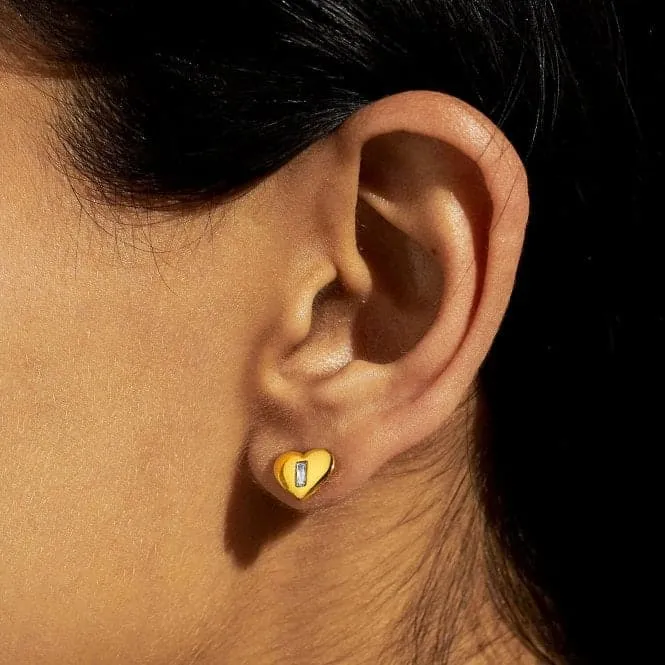 Gem Glow Heart Zirconia Gold Plated Stud Earrings 7177