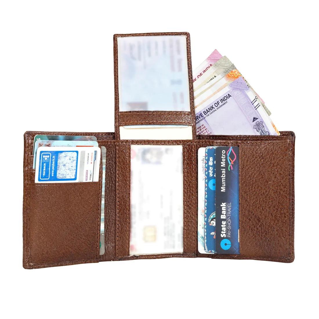 Genuine Grained Leather Trending Trifold Wallet For Men