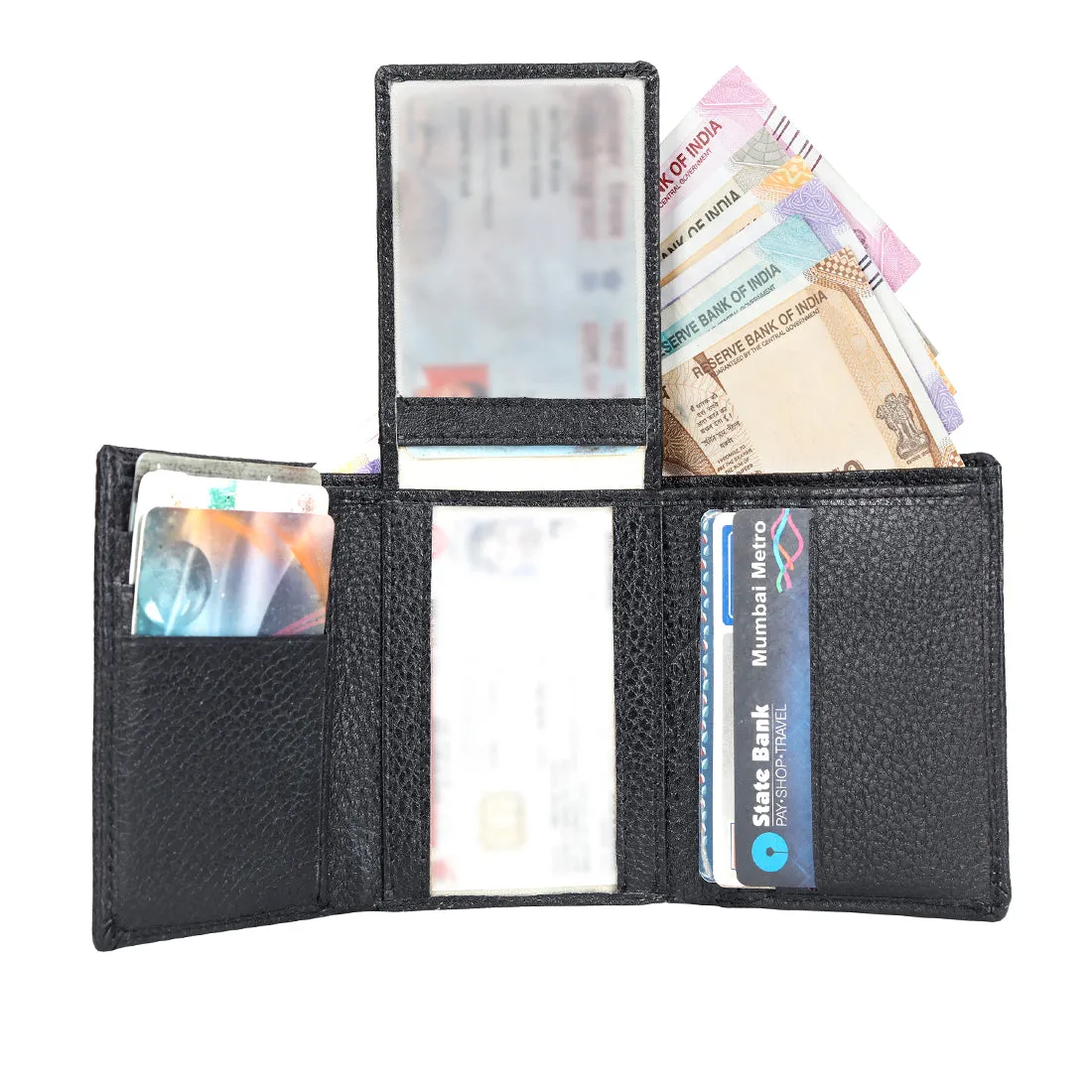 Genuine Grained Leather Trending Trifold Wallet For Men
