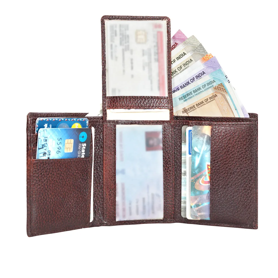 Genuine Grained Leather Trending Trifold Wallet For Men