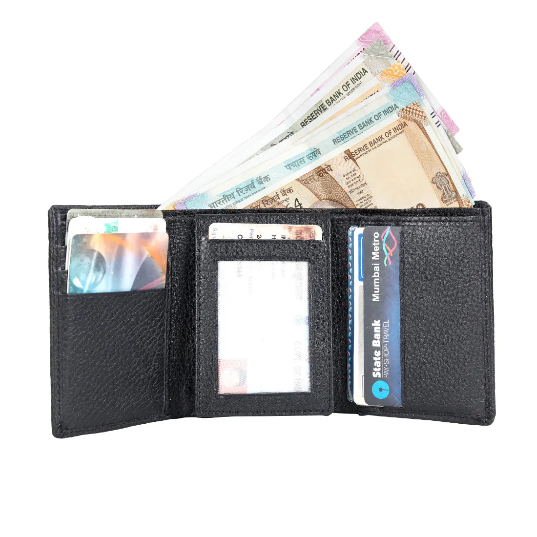 Genuine Grained Leather Trending Trifold Wallet For Men