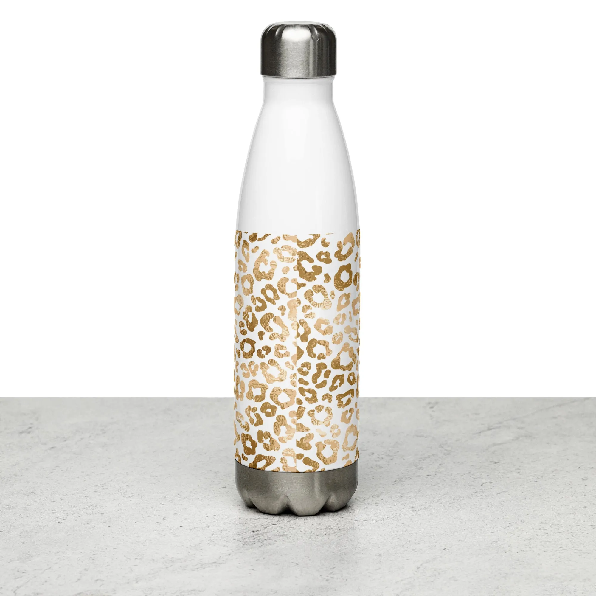 Golden Leopard Print Water Bottle