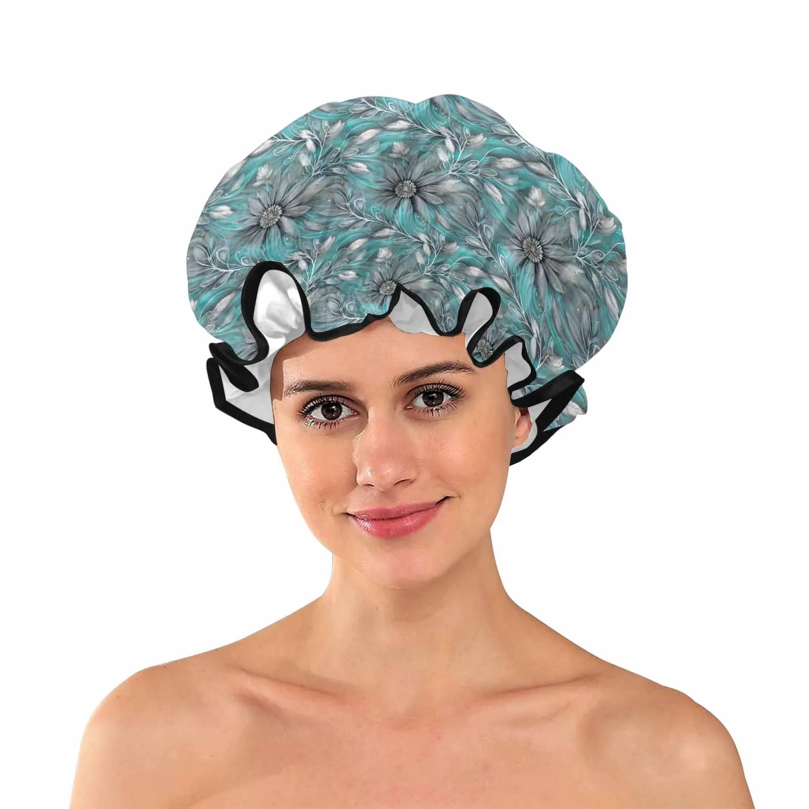 Green Elegant Floral 25  Shower Cap