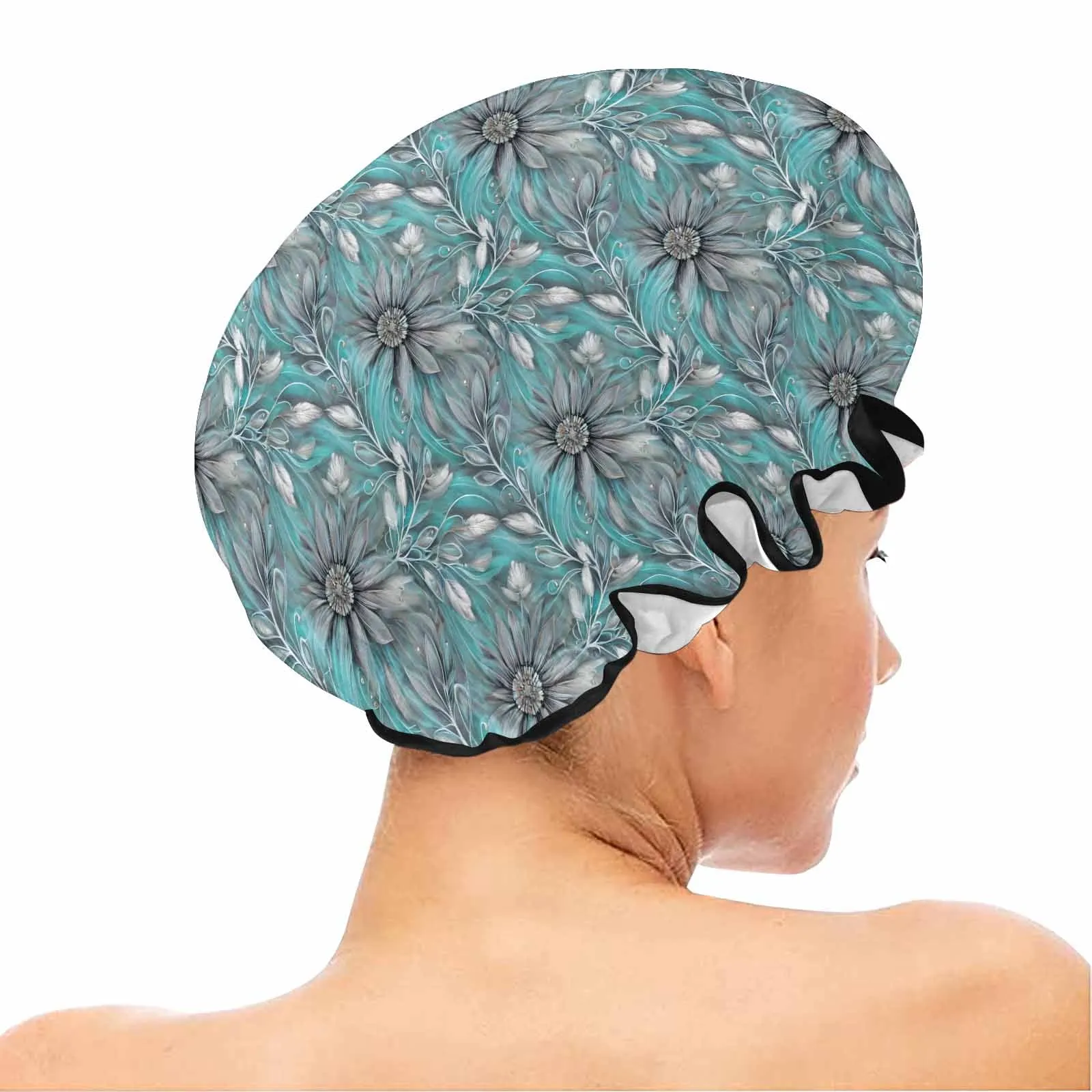 Green Elegant Floral 25  Shower Cap