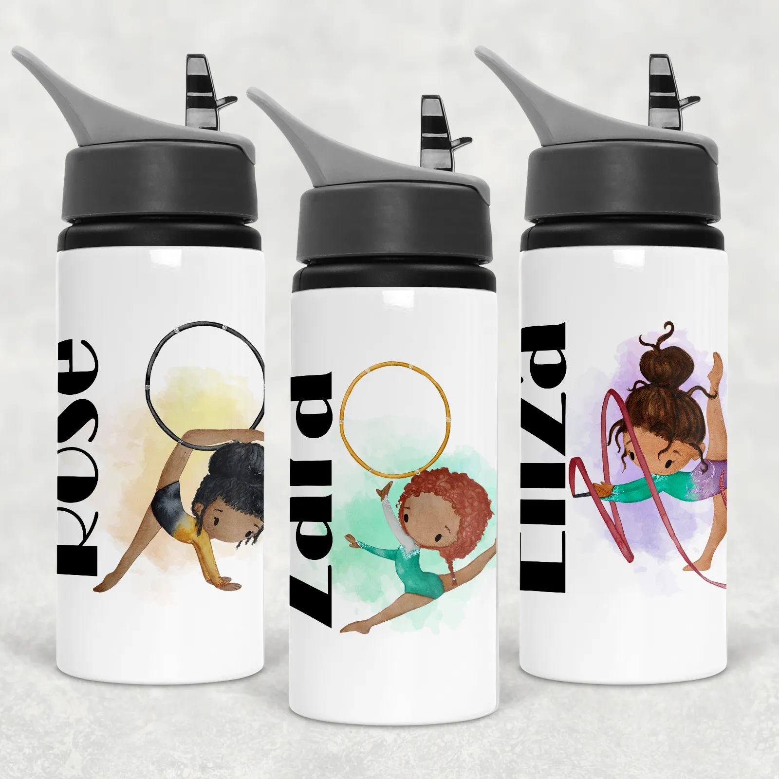 Gymnast Personalised Aluminium Straw Water Bottle 650ml