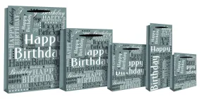 Happy Birthday Design Gift Bottle Bag 36 x 9 x 13cm - Silver Foil