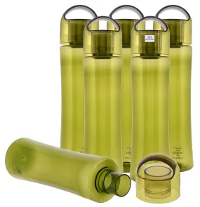 Heart Home Plastic Water Bottle- 1 Litre, Pack of 6 (Green)