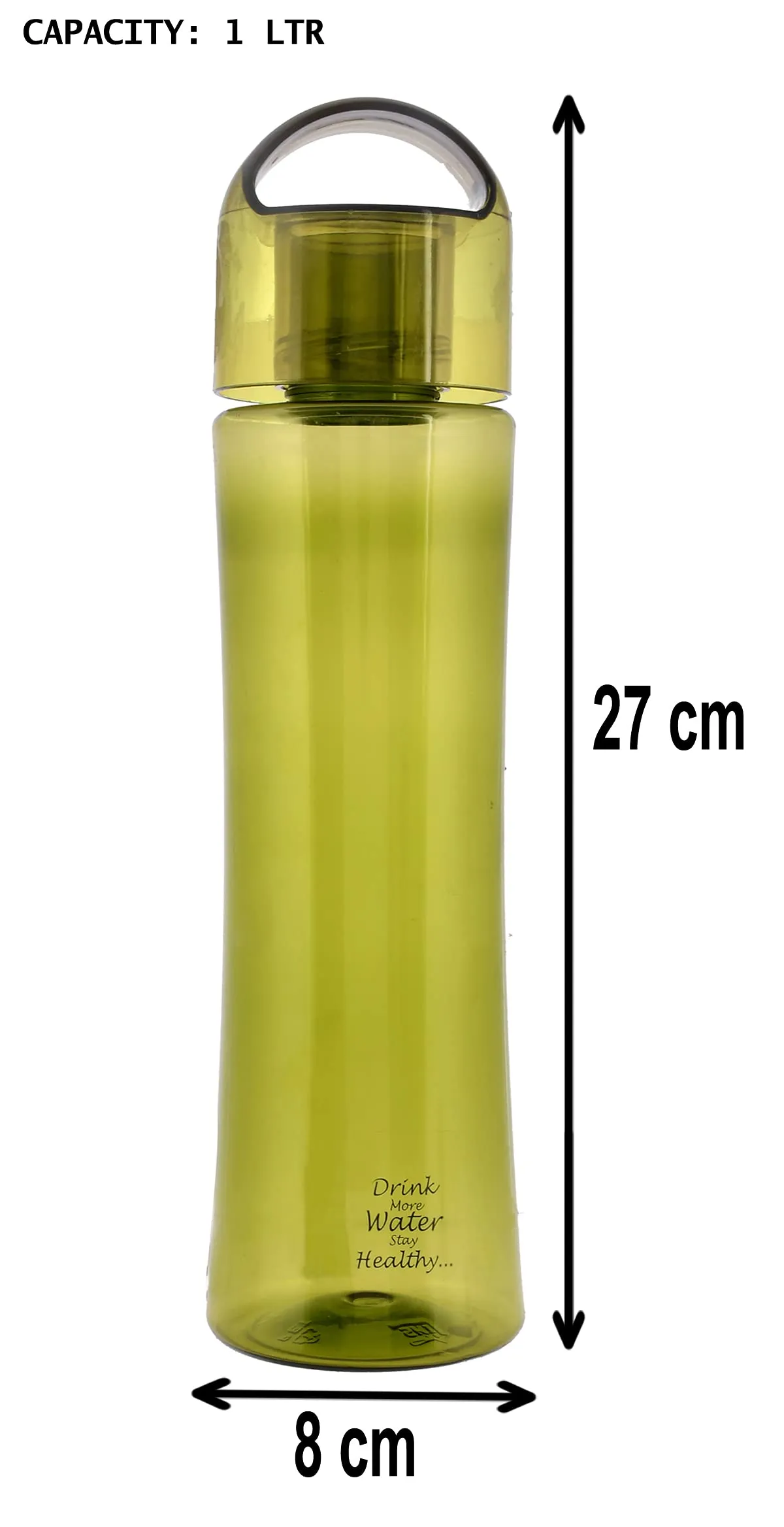 Heart Home Plastic Water Bottle- 1 Litre, Pack of 6 (Green)