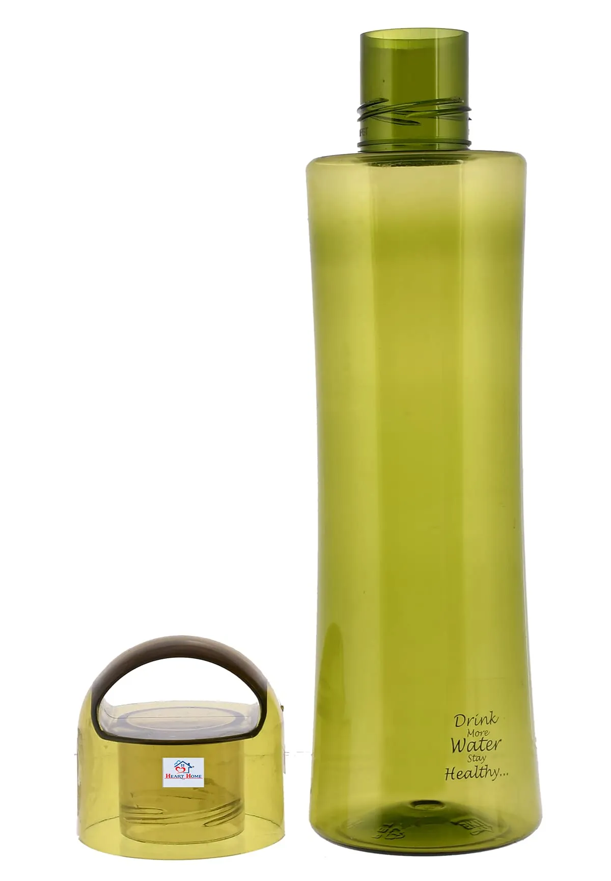 Heart Home Plastic Water Bottle- 1 Litre, Pack of 6 (Green)