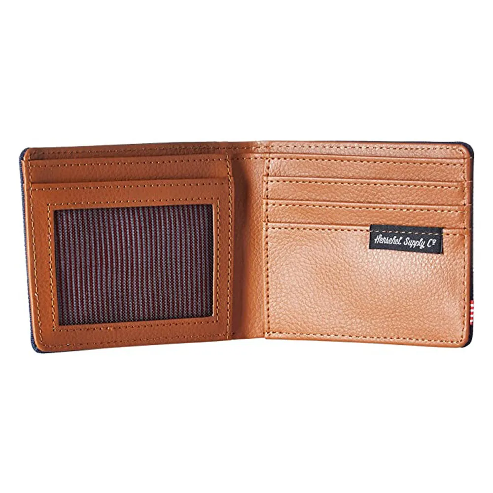 Herschel Unisex Navy/Tan Synthetic Leather Hank Wallet - 10368-00882