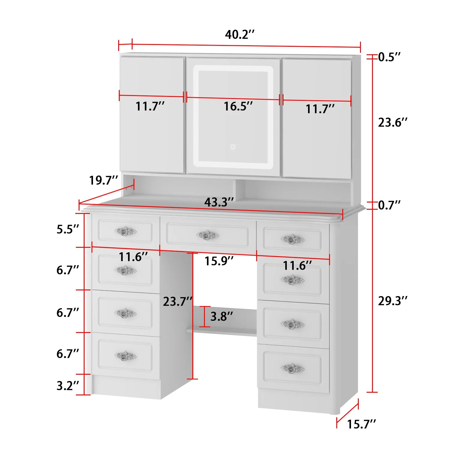 Home Makeup Dressing Table with Drawers & Lamp