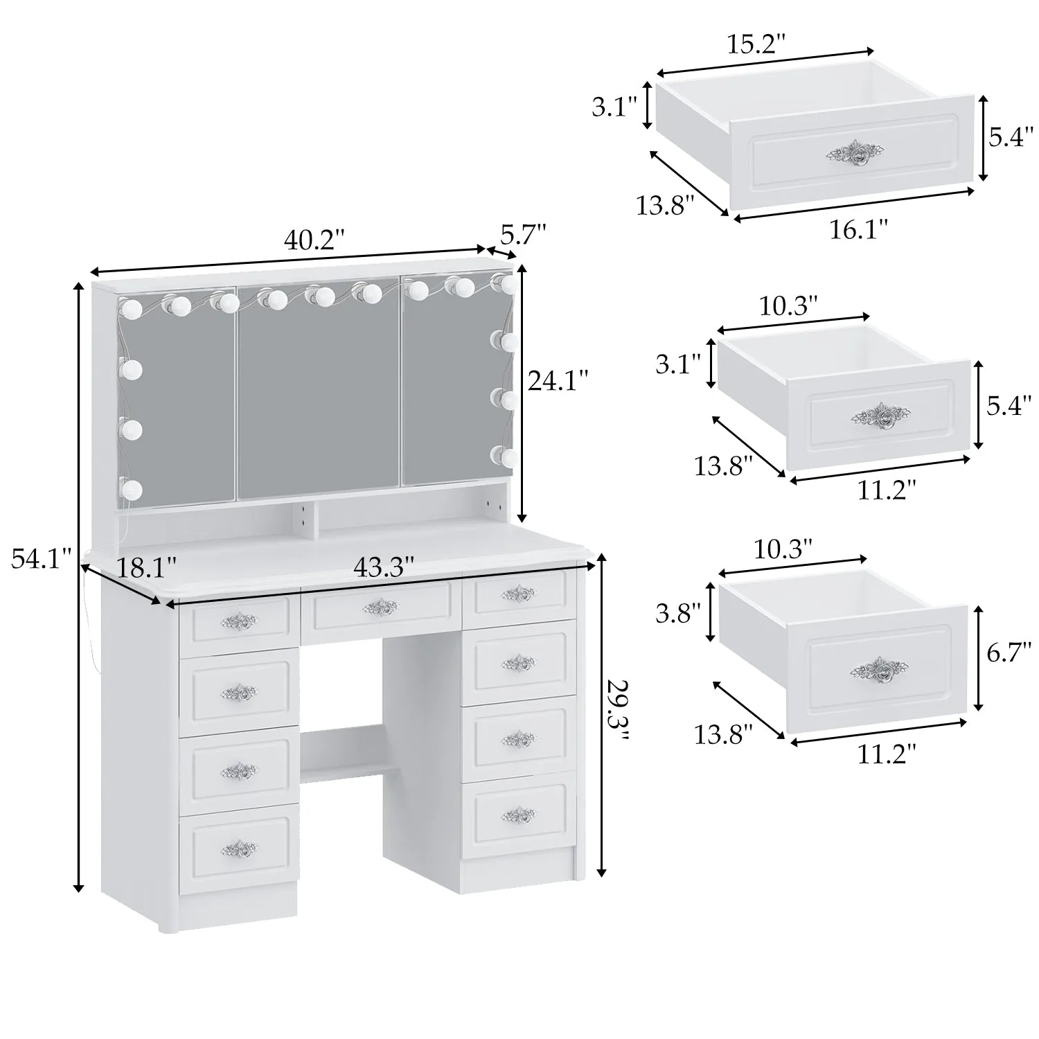 Home Makeup Dressing Table with Drawers & Lamp