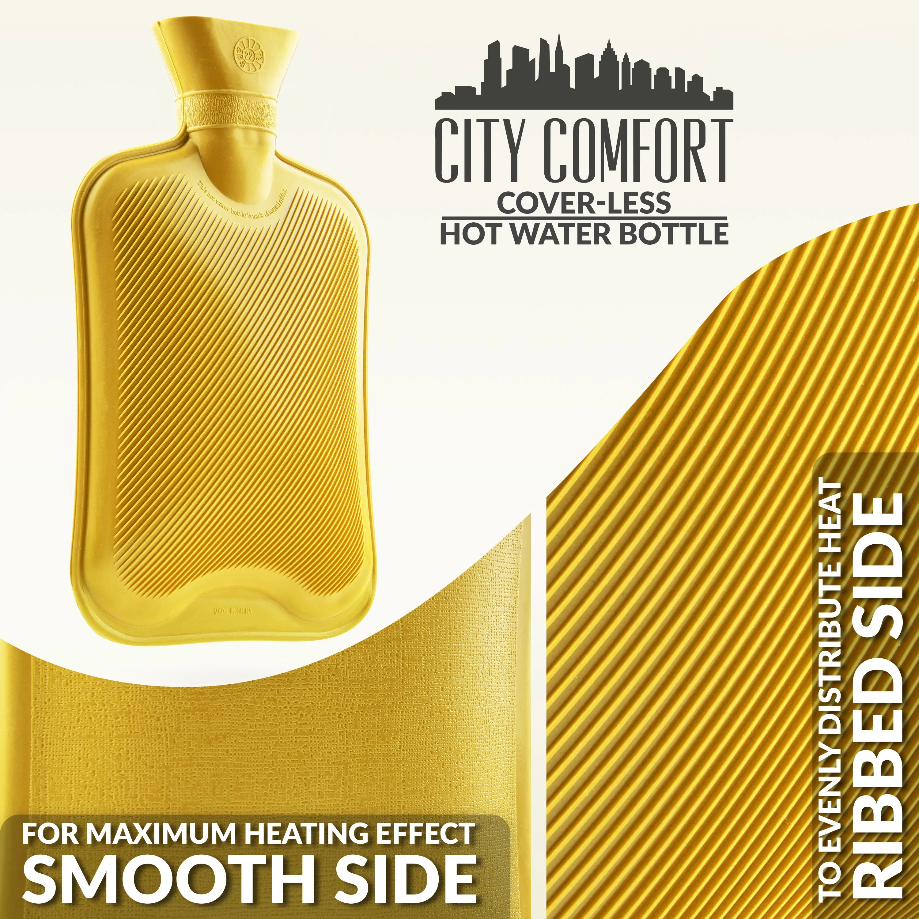 Hot Water Bottle Large 1.8L Rubber Hot Water Bottle - Yellow