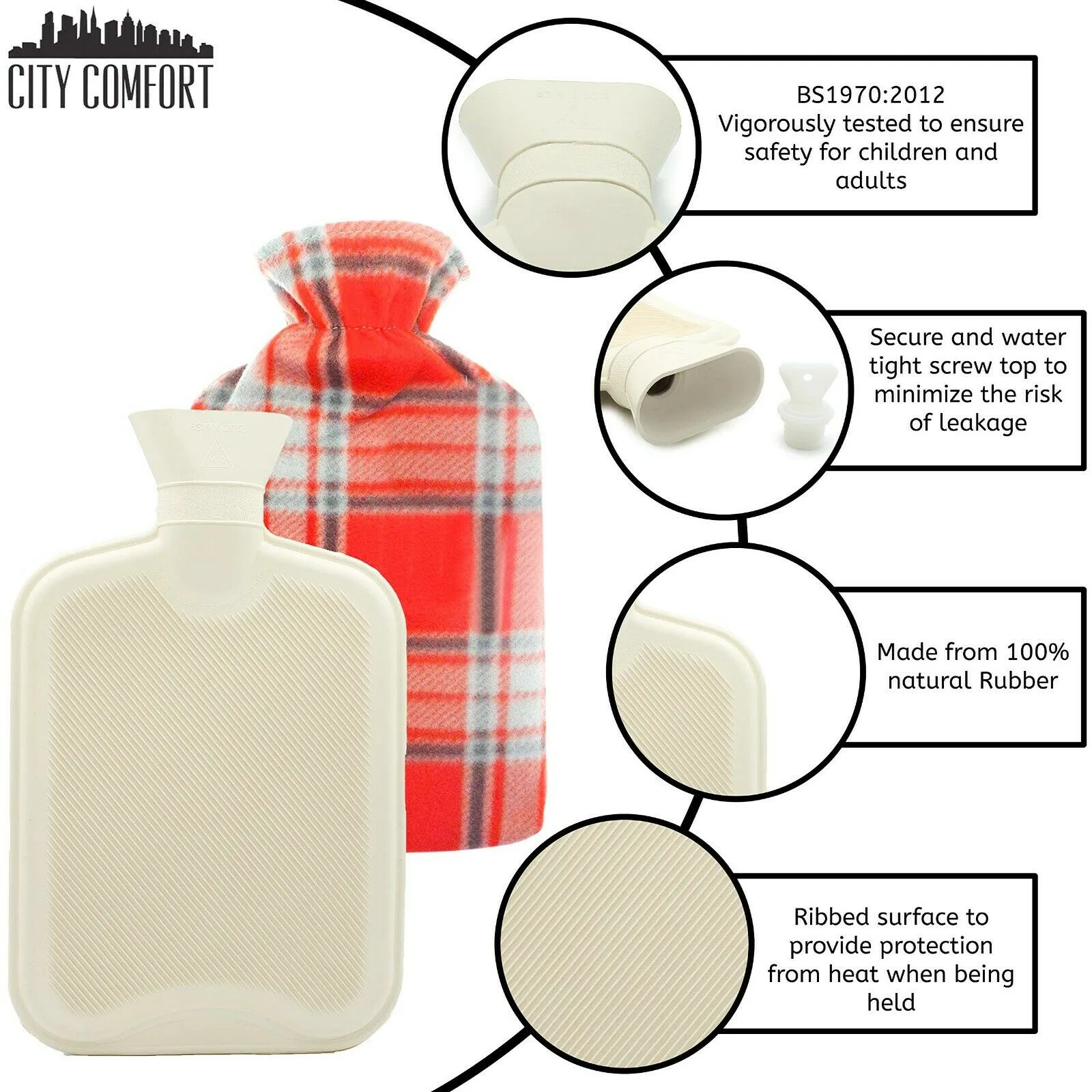 Hot Water Bottle with Beautiful Fleece Print Soft Cover