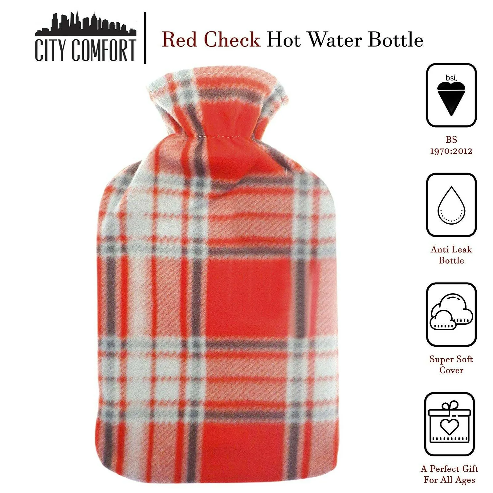 Hot Water Bottle with Beautiful Fleece Print Soft Cover