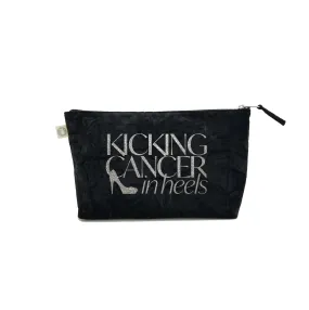 Kicking Cancer in Heels Clutch Bag- Silver Glitter on Black Crushed Velvet
