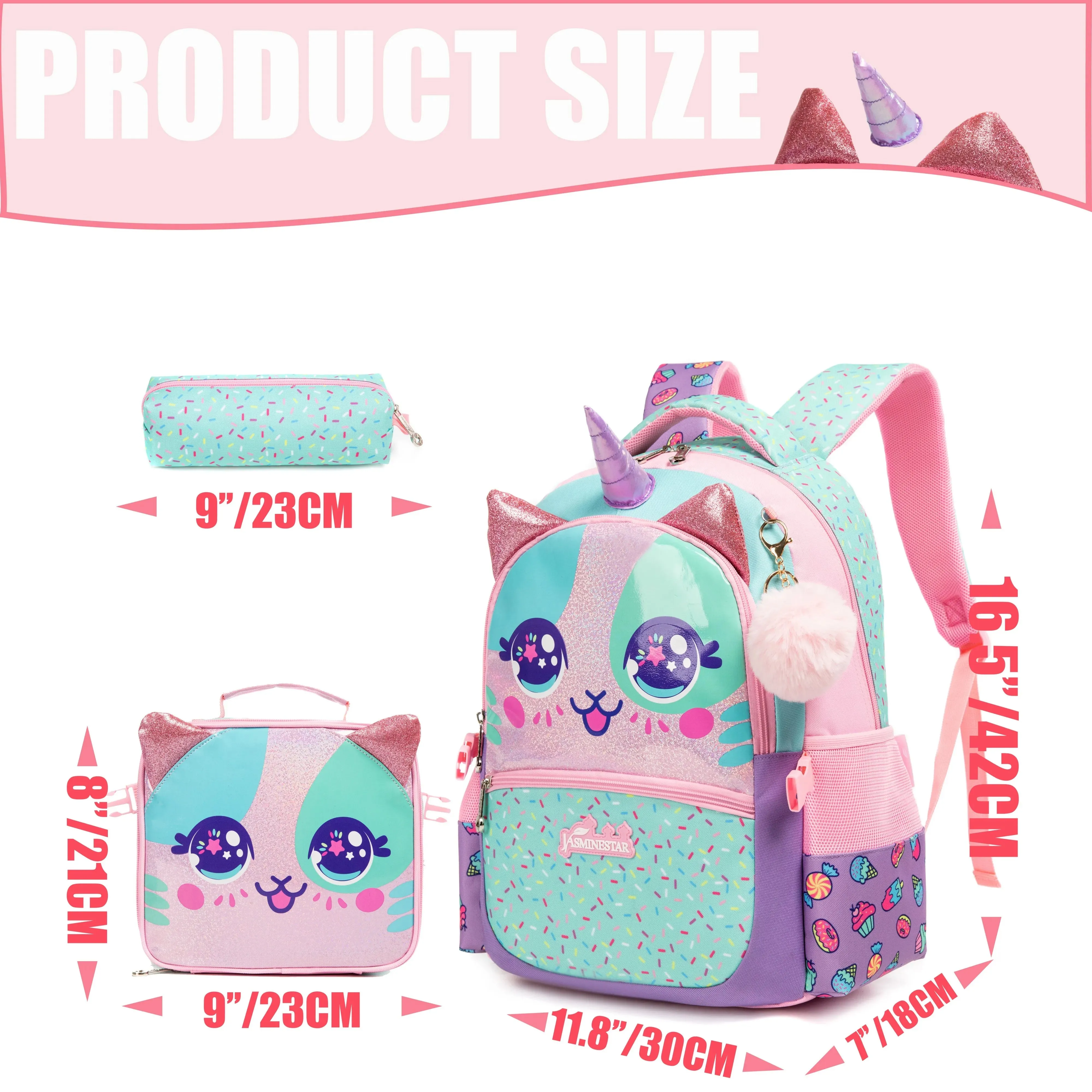 Kids Backpacks for Girls School Bag with Lunch Box School Backpack for