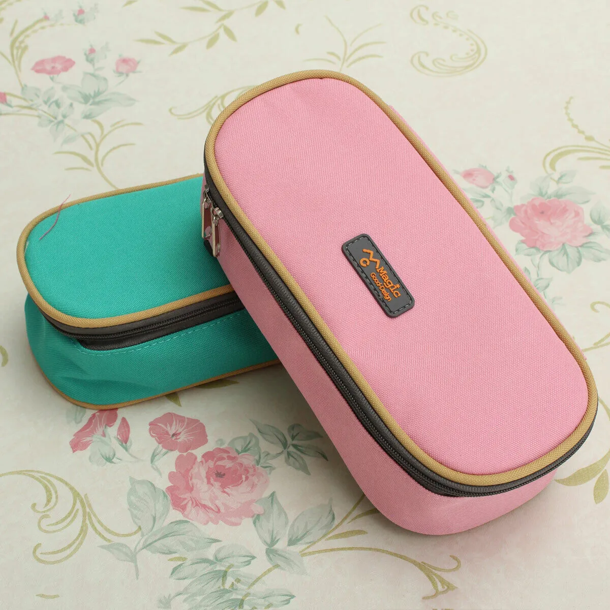 Large Capacity Multifunction Pencil Case Canvas Pen Pouch Cosmetic Makeup Bag