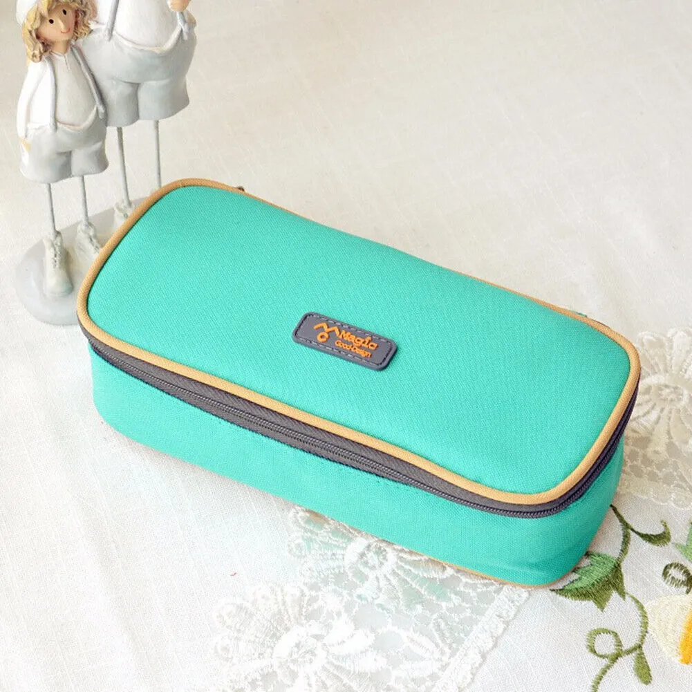 Large Capacity Multifunction Pencil Case Canvas Pen Pouch Cosmetic Makeup Bag