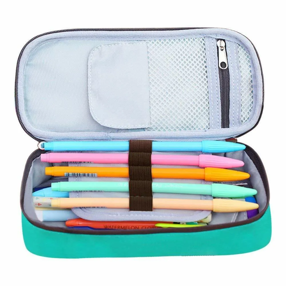 Large Capacity Multifunction Pencil Case Canvas Pen Pouch Cosmetic Makeup Bag