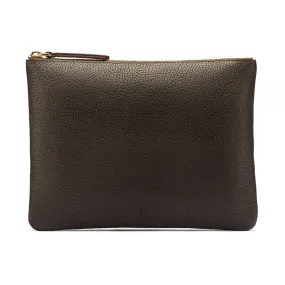 Large Leather Makeup Bag - Brown