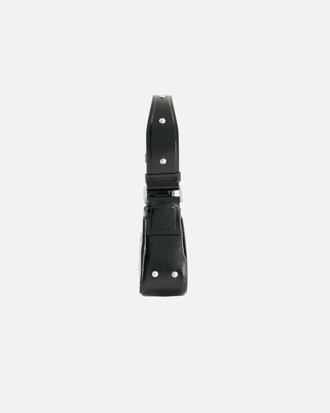 Leather Shoulder Bag Small Studded Black