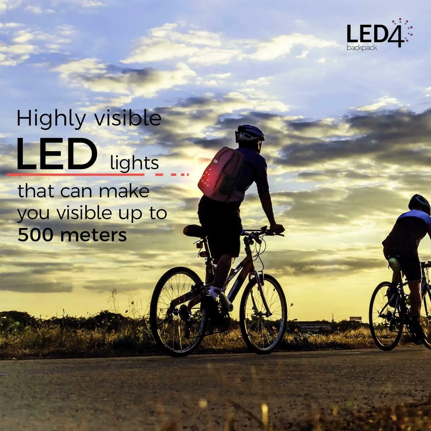 LED4 Outdoor Bike Backpack Light Up LED-For Cycling, Hiking, Camping, Travelling, Valentine gift