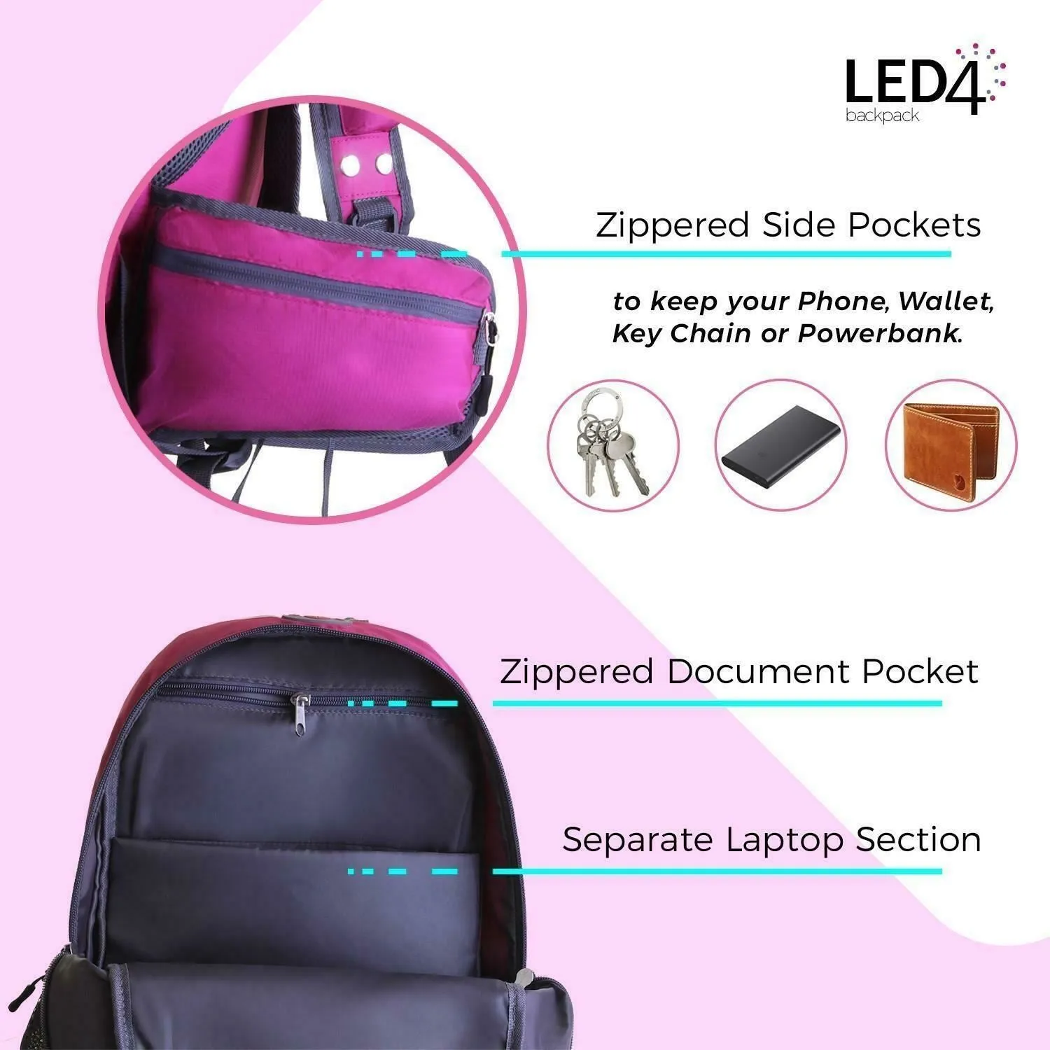 LED4 Outdoor Bike Backpack Light Up LED-For Cycling, Hiking, Camping, Travelling, Valentine gift