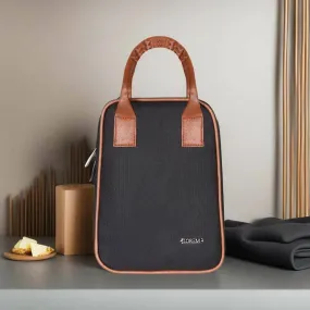 LOREM Black PVC Coated Matty Insulated Tiffin Bag/Lunch Bag for Men & Women (TB05-A)