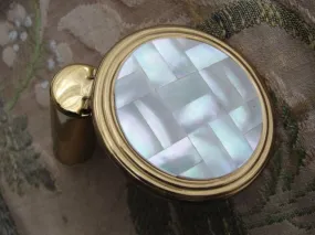 LOVELY Vintage 1950s Lustrous Mother Of Pearl Purse Mirror and Lipstick Holder, Purse Compact Handbag Beveled Mirrored Vanity, Makeup Mirror