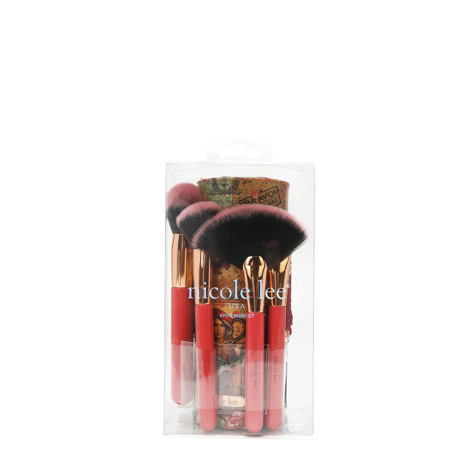 MACARIA MAKEUP CASE WITH 4 PIECE BRUSH SET