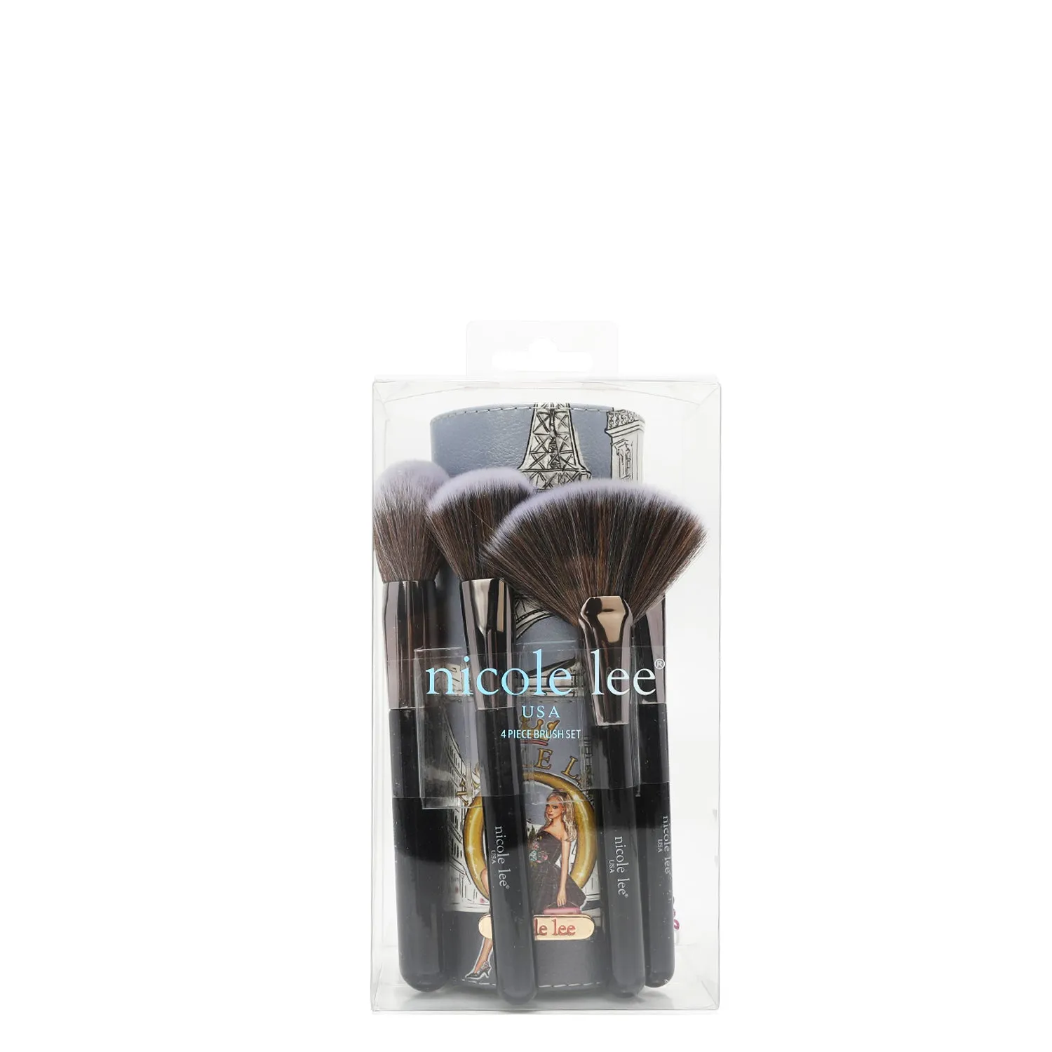 MACARIA MAKEUP CASE WITH 4 PIECE BRUSH SET