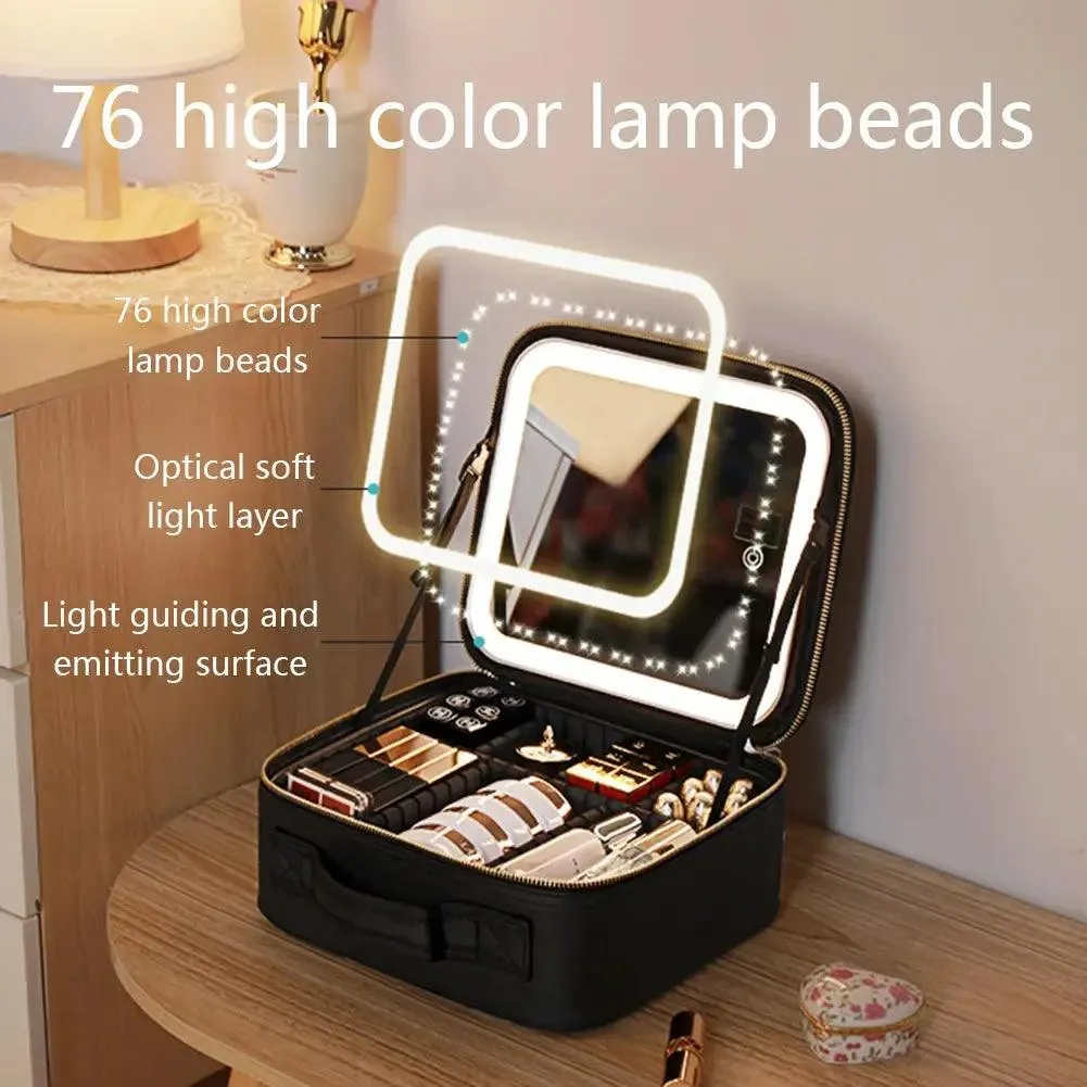 Makeup Bag - Smart LED Cosmetic Case with Mirror