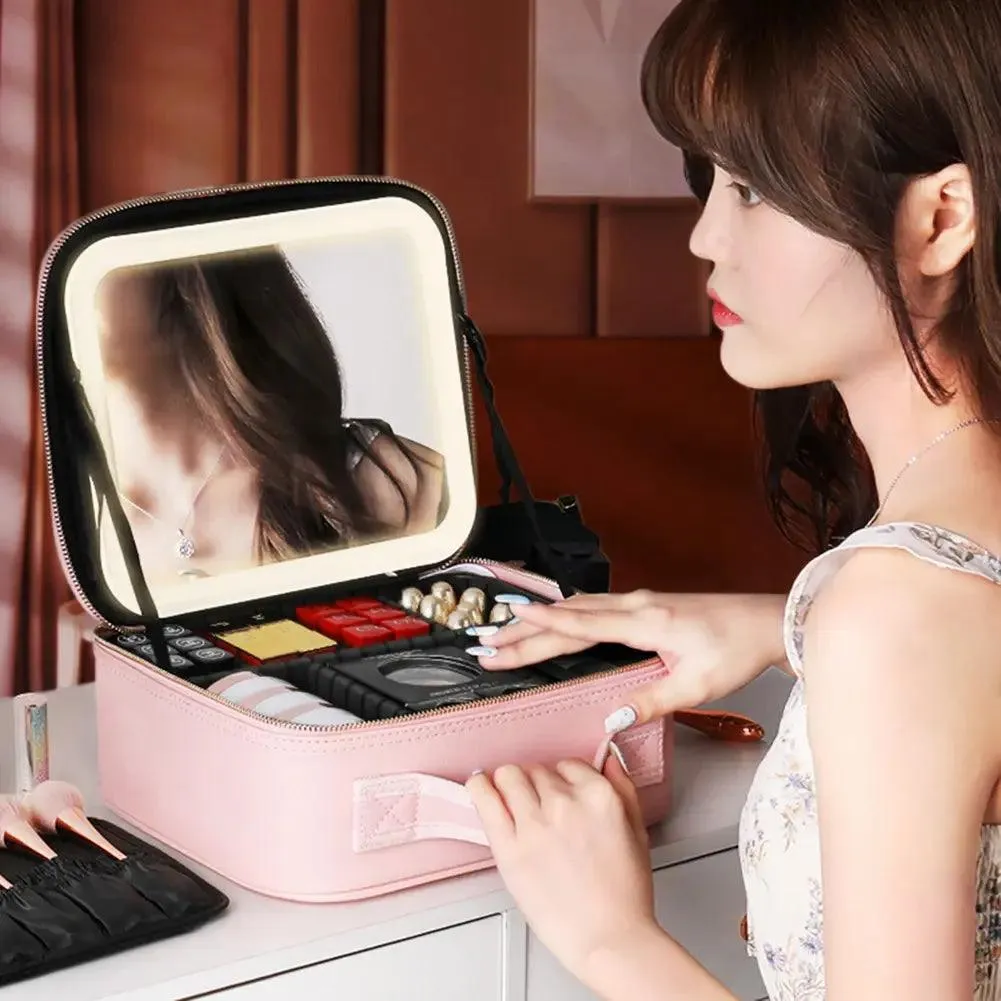 Makeup Bag - Smart LED Cosmetic Case with Mirror