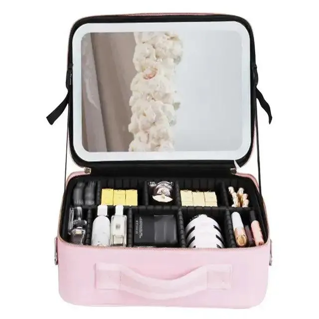 Makeup Bag - Smart LED Cosmetic Case with Mirror