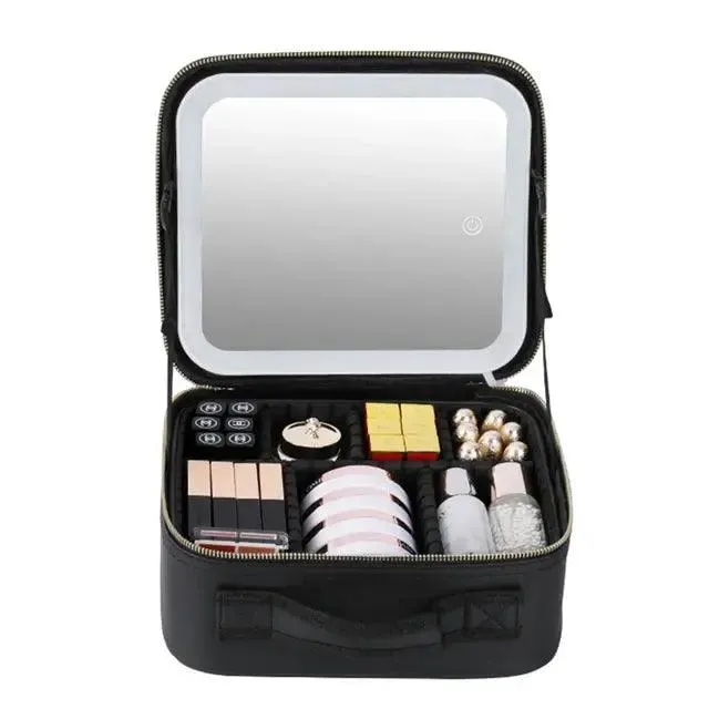 Makeup Bag - Smart LED Cosmetic Case with Mirror